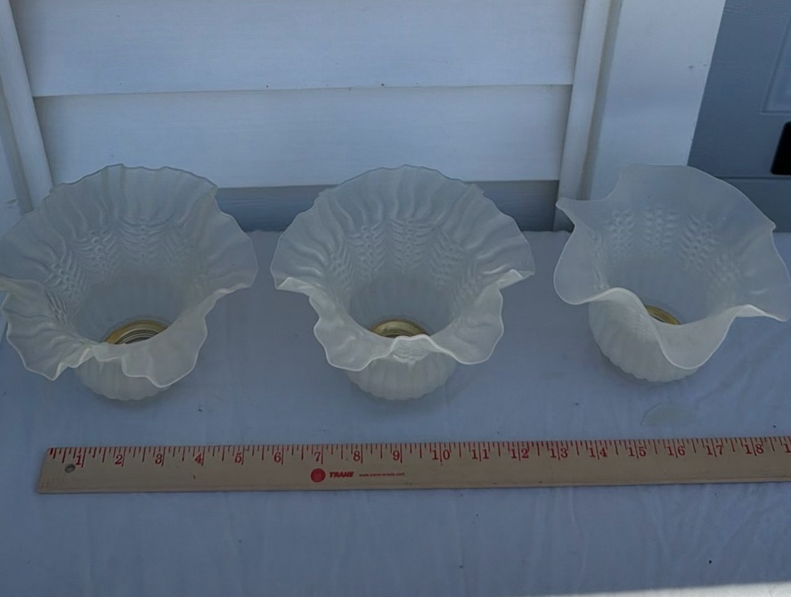 Three Vintage Frosted Glass Lamp Shades - image 1 of 9