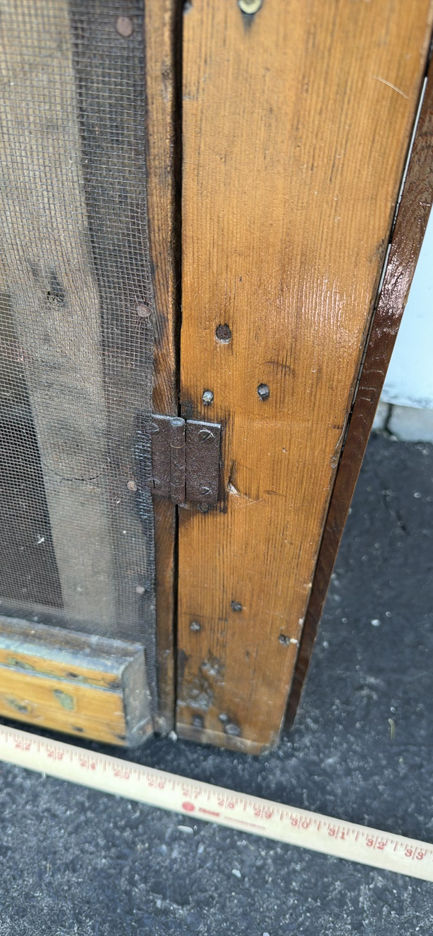 Antique Wooden Screen Door PIE SAFE with Wire Mesh - image 9 of 23