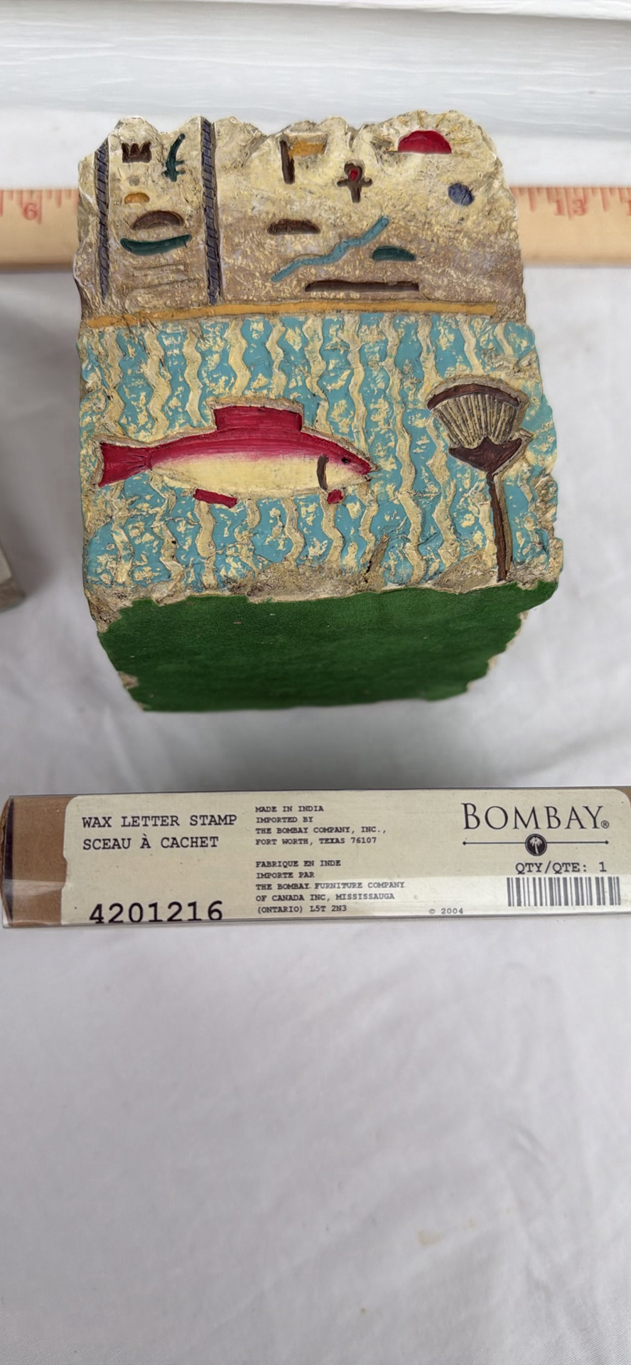 Egyptian-Style Falcon Statue, Carved Pillar Candle Holder, and Bombay Wax Seal Set - image 14 of 14