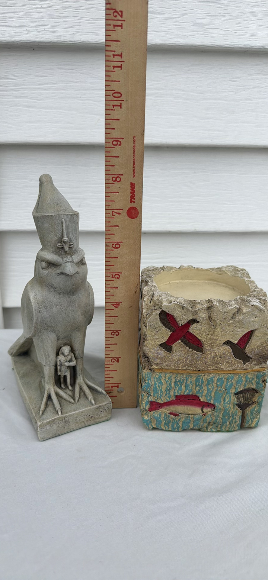 Egyptian-Style Falcon Statue, Carved Pillar Candle Holder, and Bombay Wax Seal Set - image 8 of 14