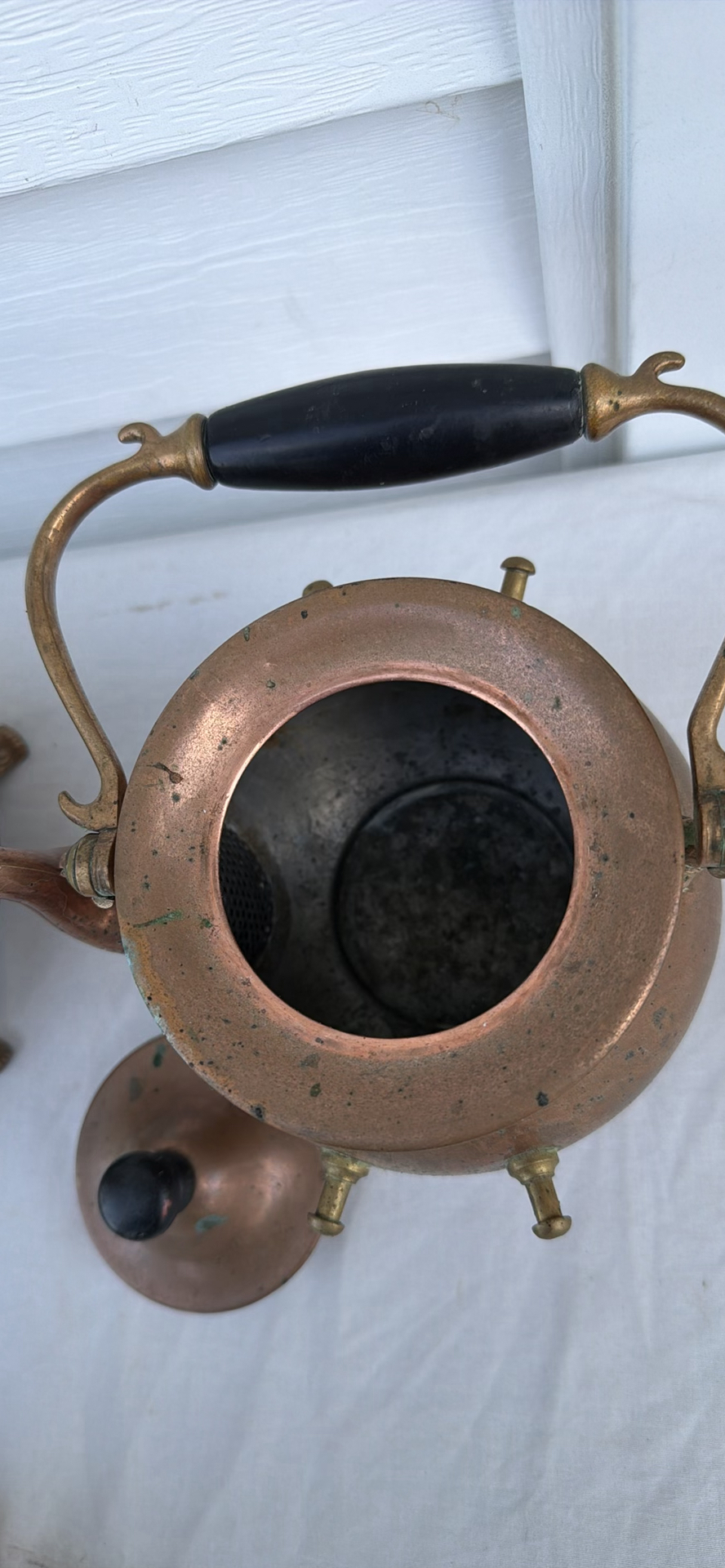 Antique Copper Teapot On Stand With Burner 1892 Patent S&Co. - image 9 of 23