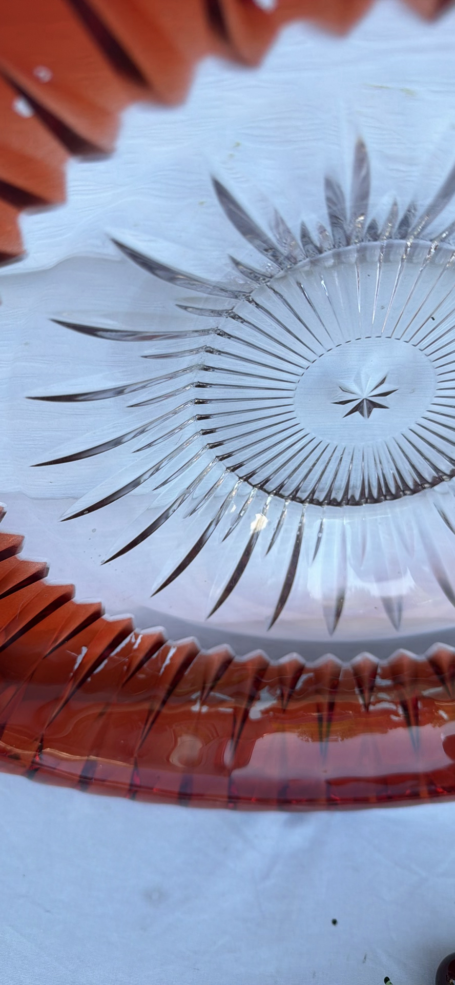 Red Glass Serving Bowl and Decorative Glass Artificial Cherries - image 7 of 9