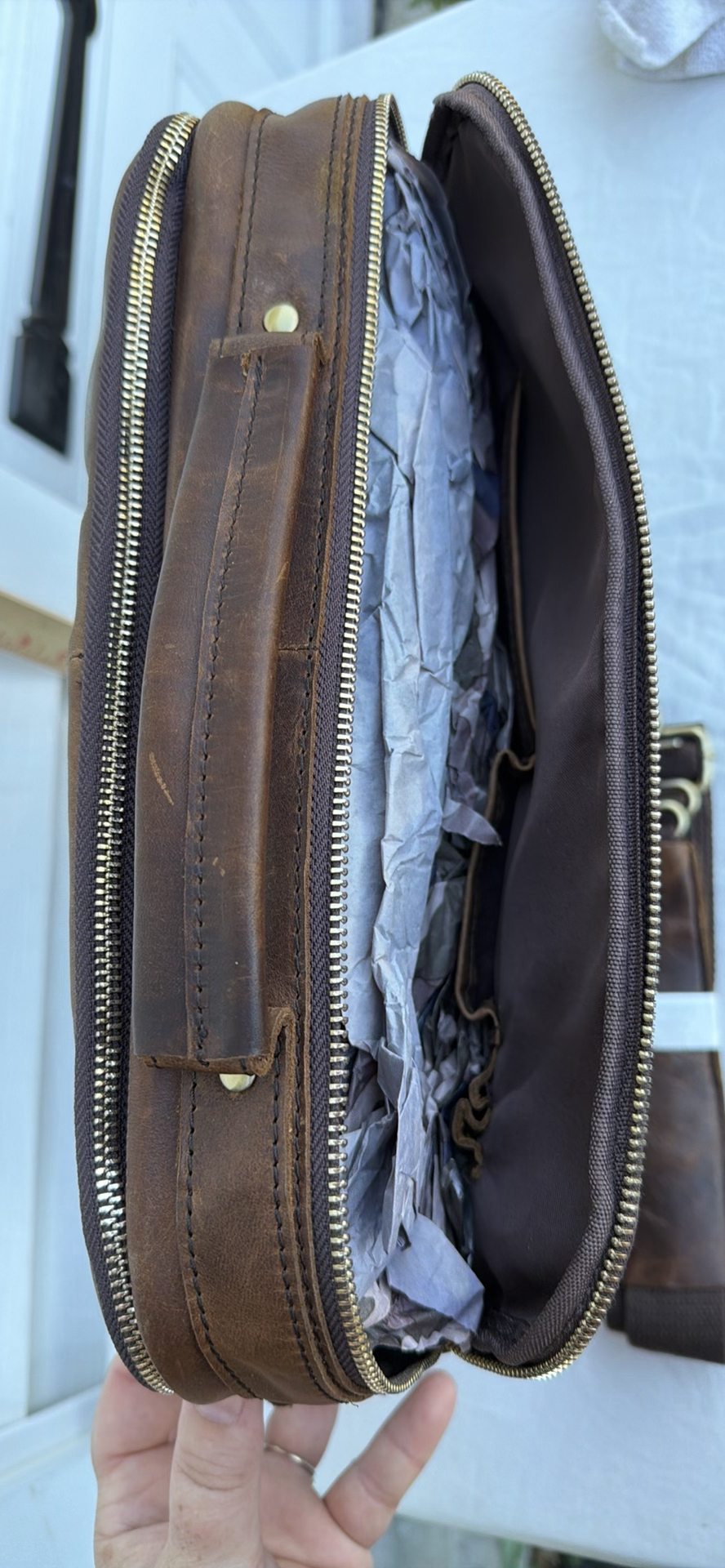 Brown Soft Leather Briefcase - image 9 of 16