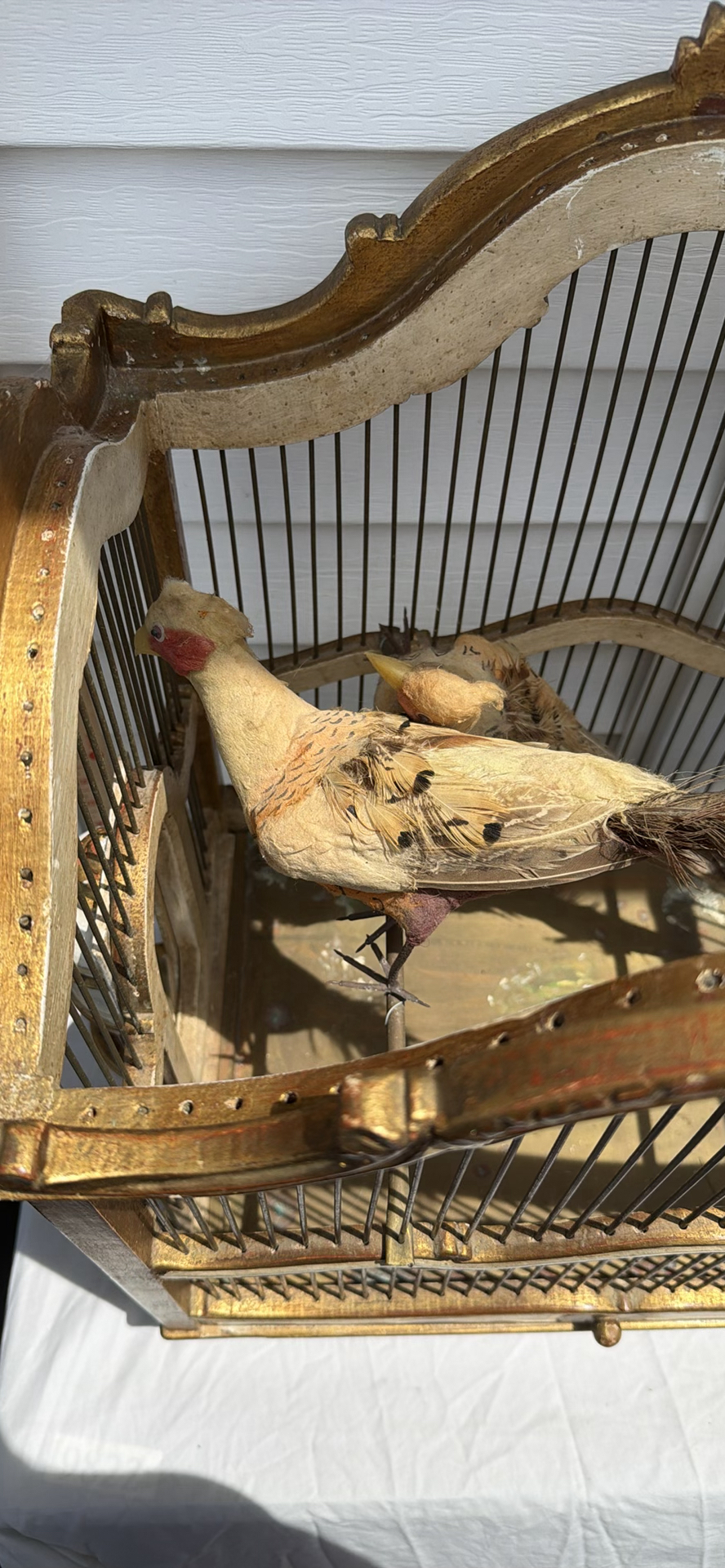 Ornate Vintage Wooden and Metal Birdcage with Decorative Birds - image 10 of 17