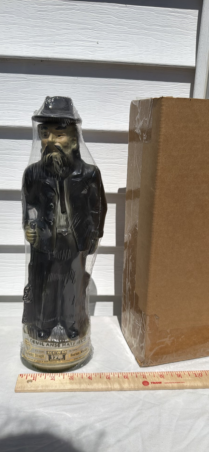 Vintage 1970s Devil Anse Hatfield Jim Beam Bourbon Figurine Bottle with Box - image 1 of 10