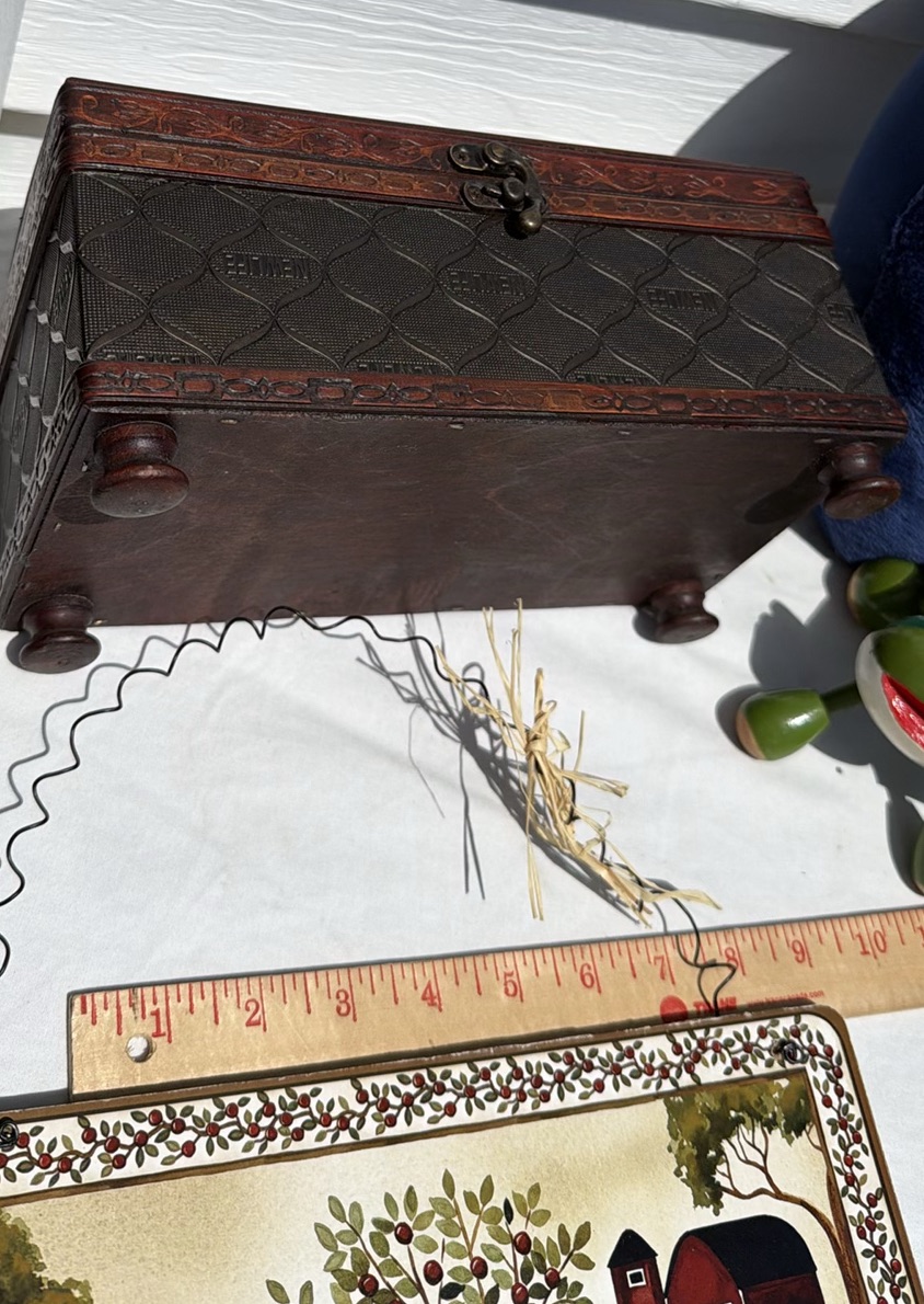 Decorative Farmhouse Sign, Wooden Tissue Box Holder, Neck Pillows, Frog Figurine, and Ruler - image 6 of 10