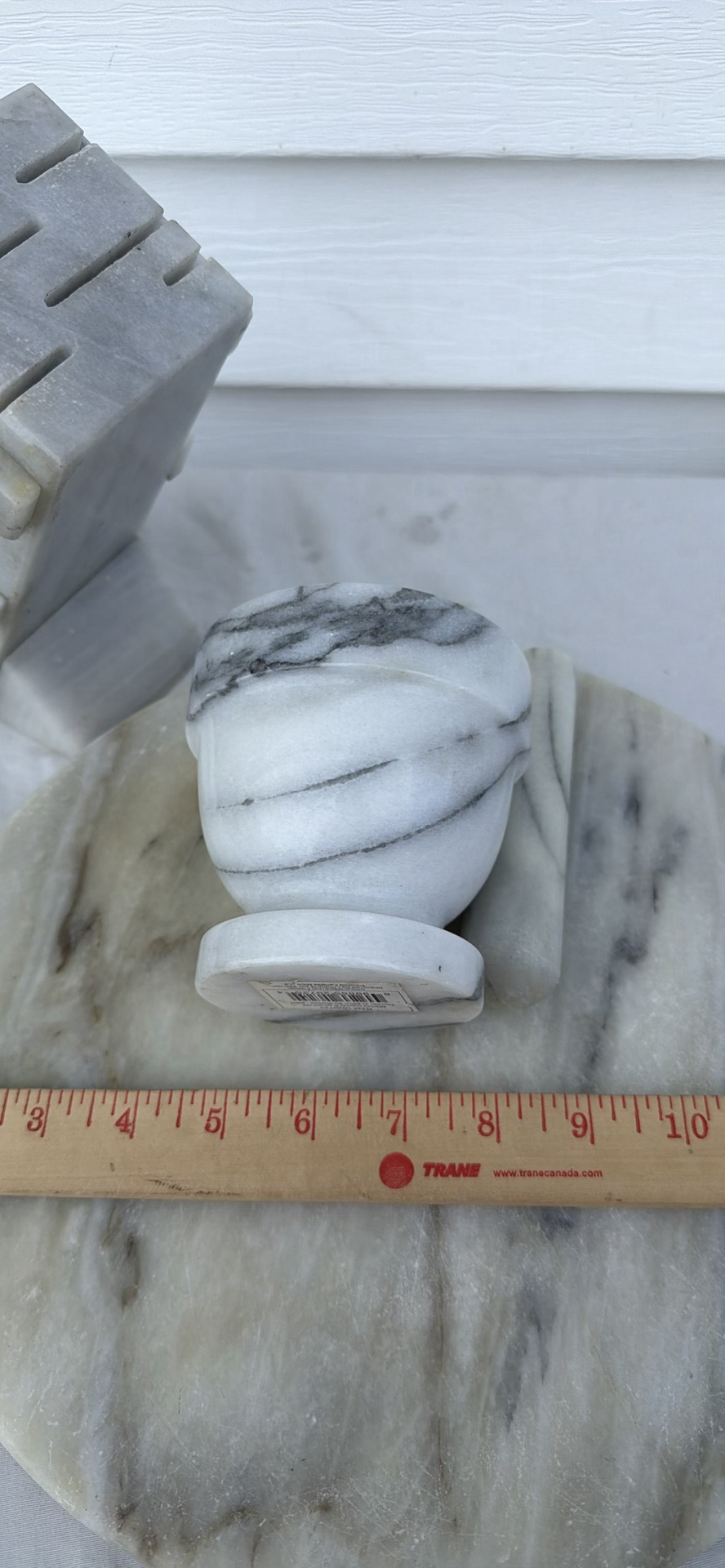 Marble Mortar and Pestle with Round Marble Slab and Knife Block - image 5 of 10