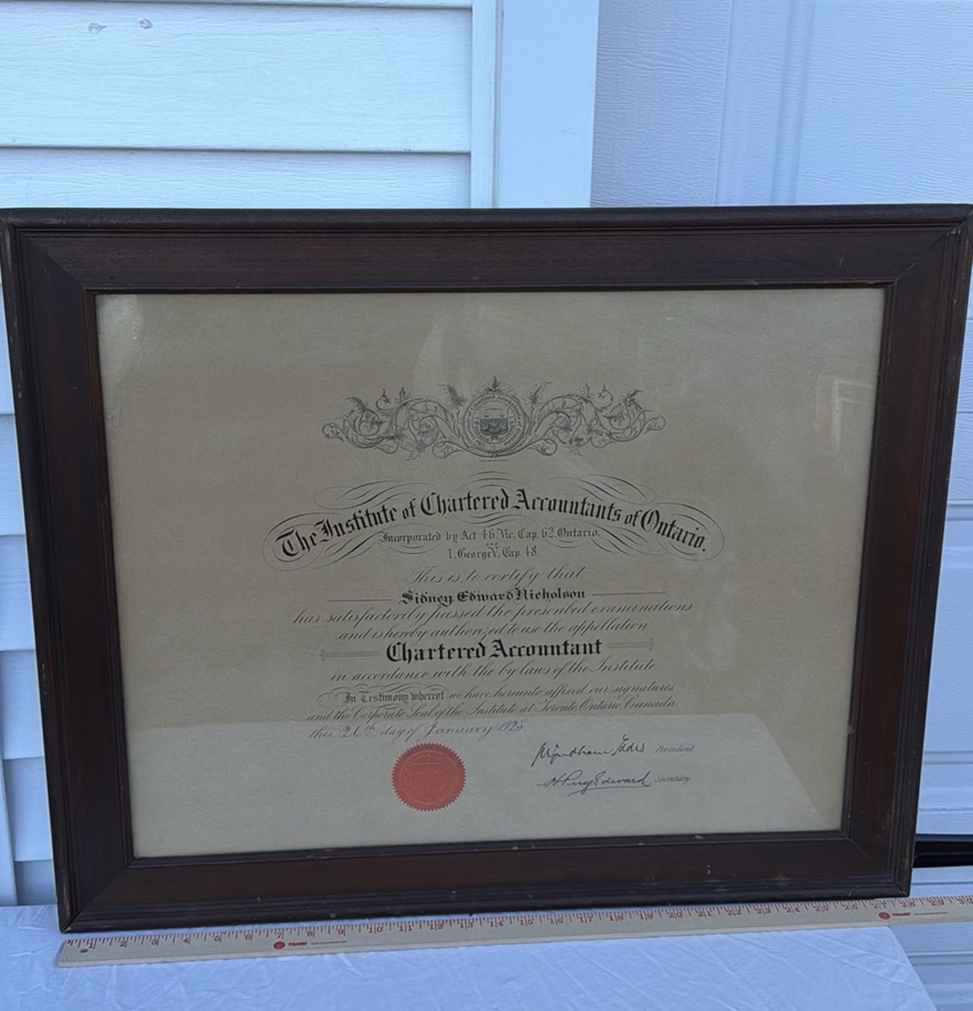 Framed Chartered Accountant Certificate from The Institute of Chartered Accountants of Ontario - image 3 of 5
