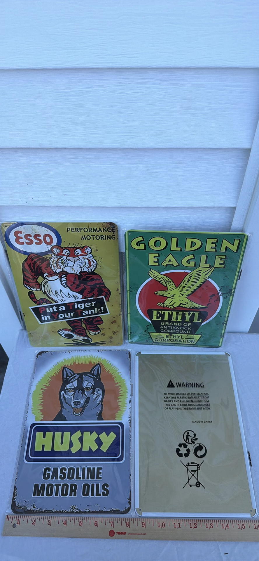 (4) Retro Automotive Advertising Metal Signs - ESSO, Golden Eagle, Husky, Power Lube - image 2 of 3