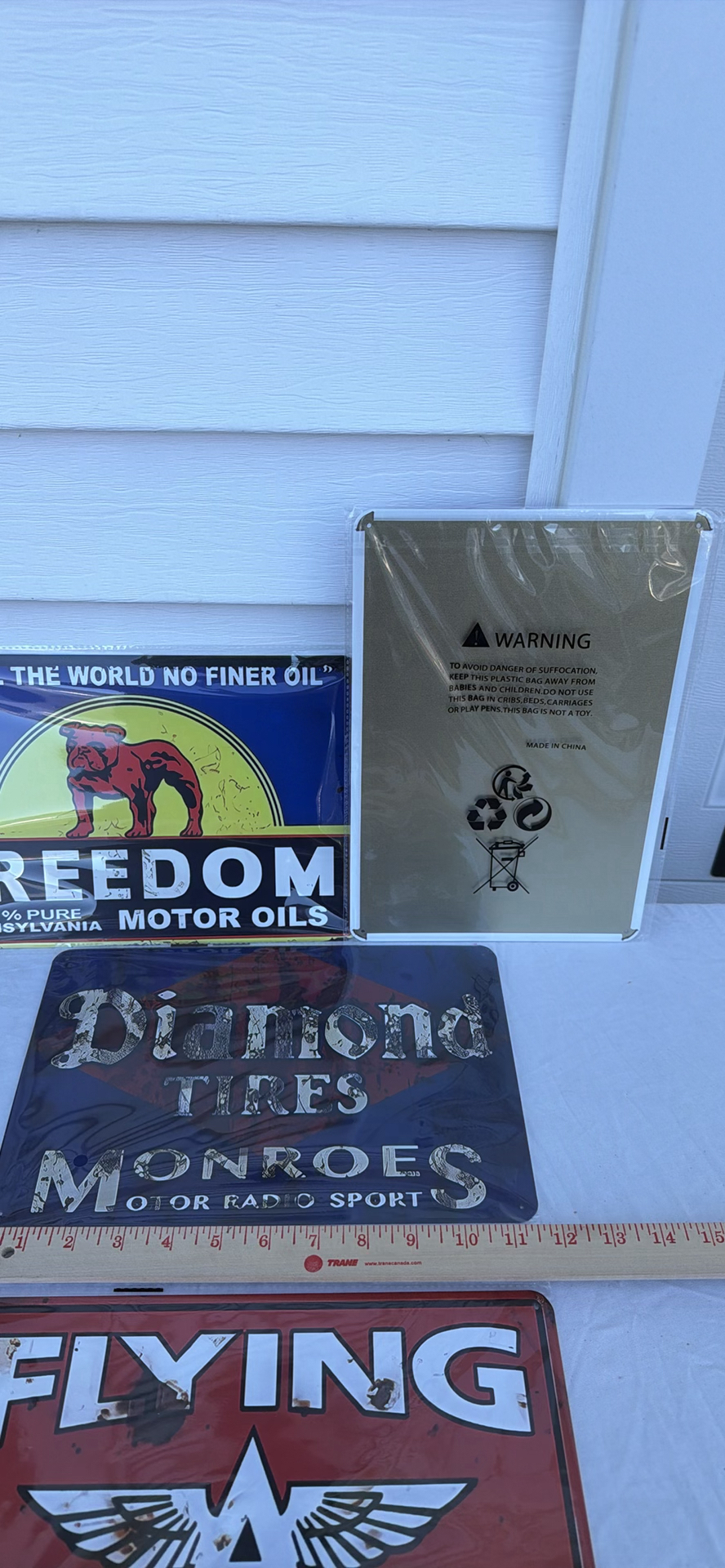 (4) Automotive Advertising Metal Signs RETRO - Freedom, Kendall, Dimaond And Flying A - image 2 of 3