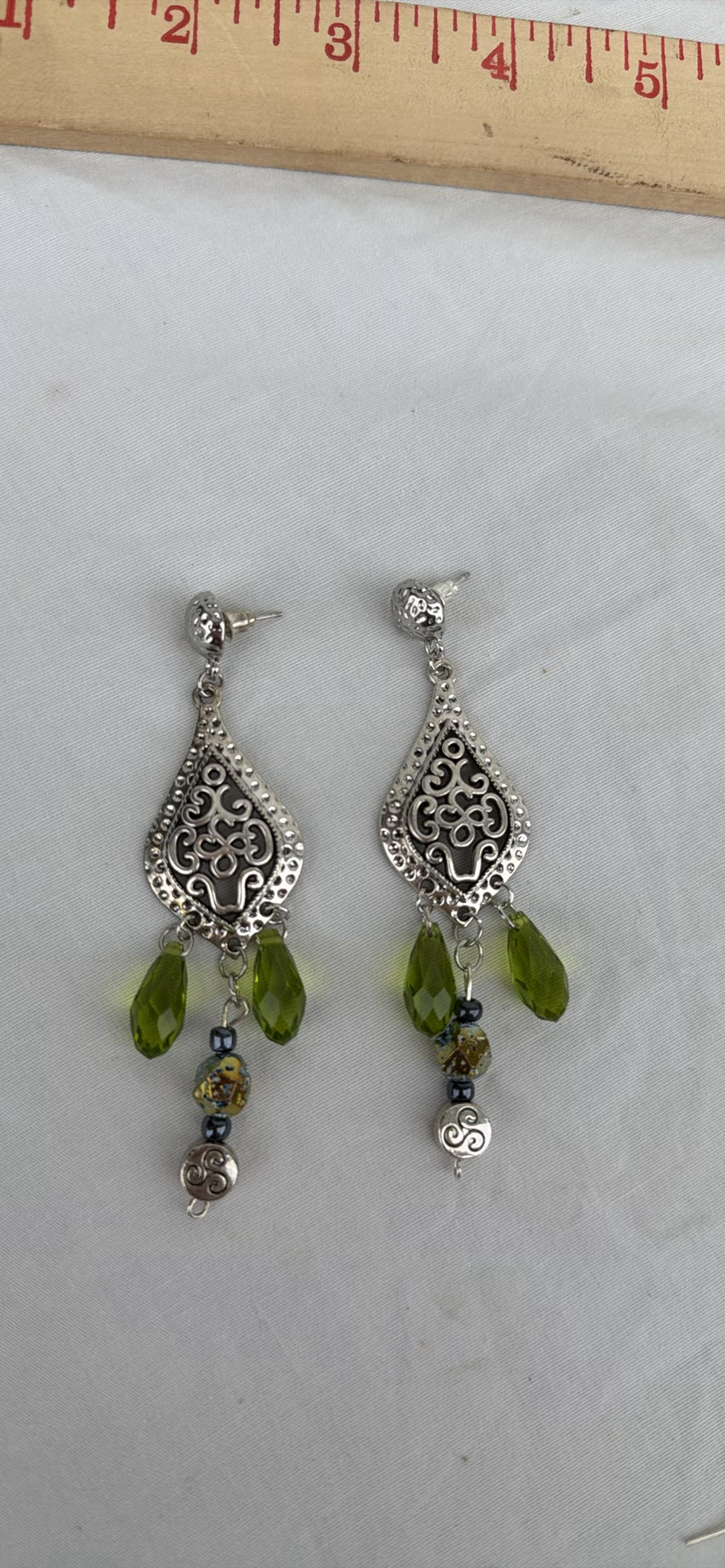 Four Assorted Pairs of Custom Dangle Earrings Handmade Costume Jewelry - image 2 of 5