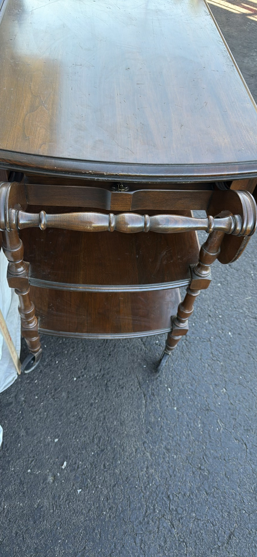 Vintage Pennsylvania House Wooden Drop-Leaf Serving Cart with Wheels - image 9 of 18