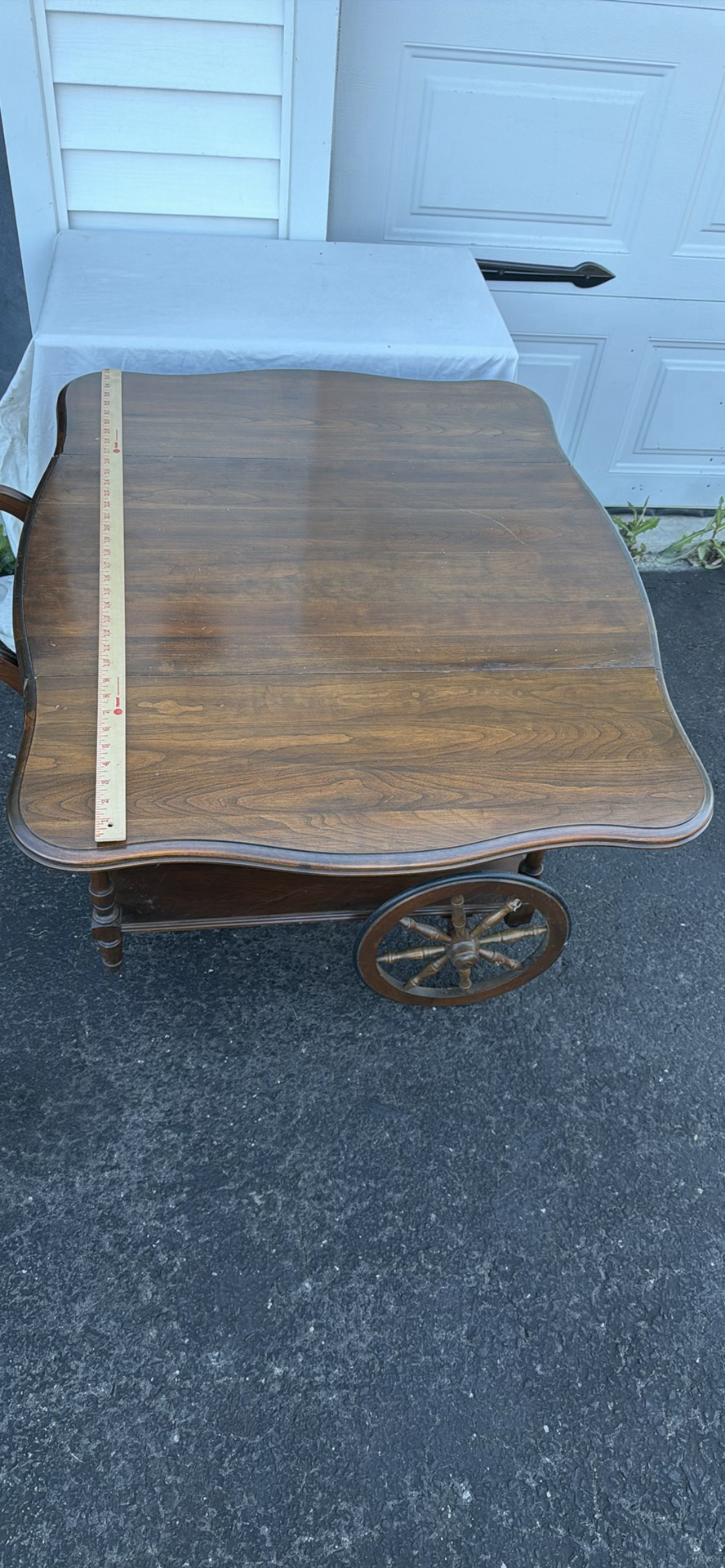 Vintage Pennsylvania House Wooden Drop-Leaf Serving Cart with Wheels - image 15 of 18