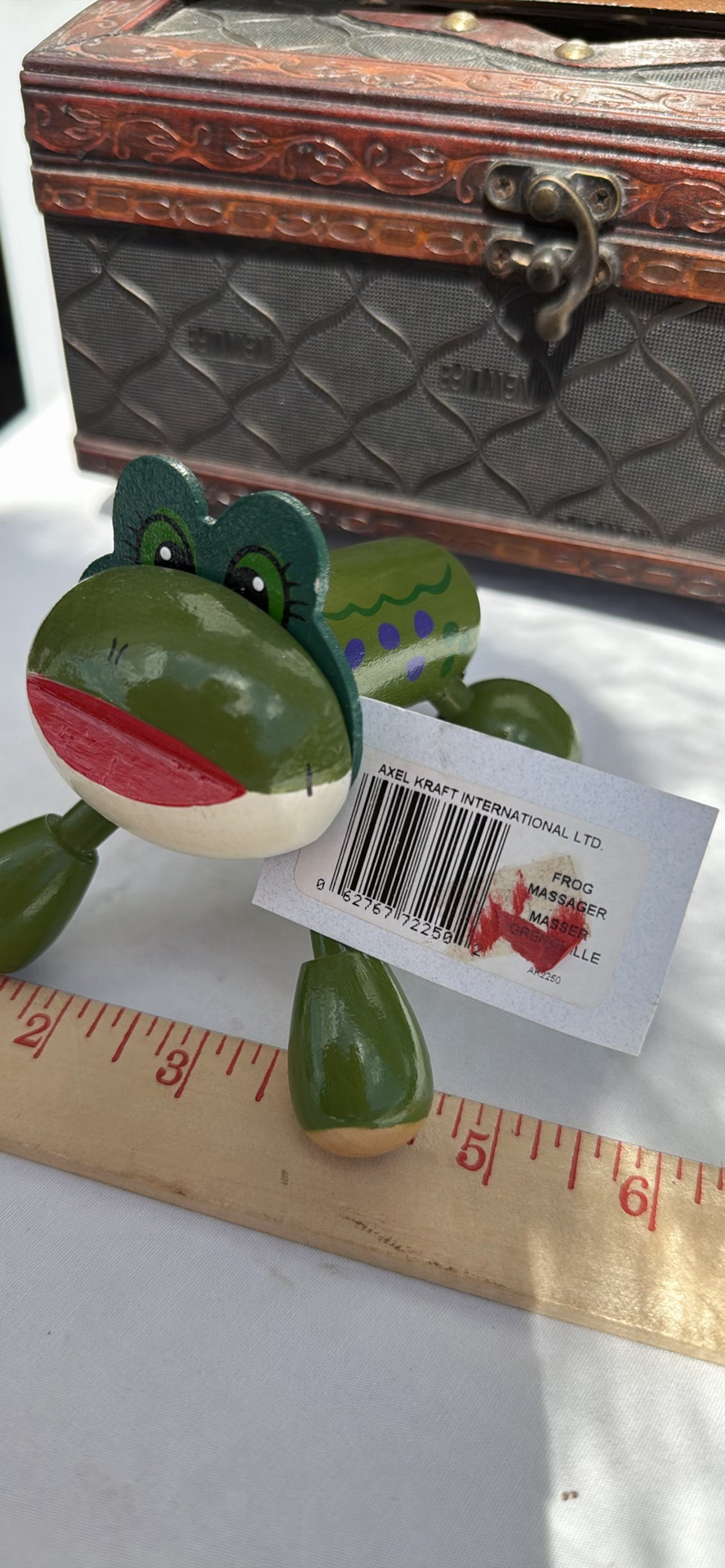 Decorative Farmhouse Sign, Wooden Tissue Box Holder, Neck Pillows, Frog Figurine, and Ruler - image 9 of 10
