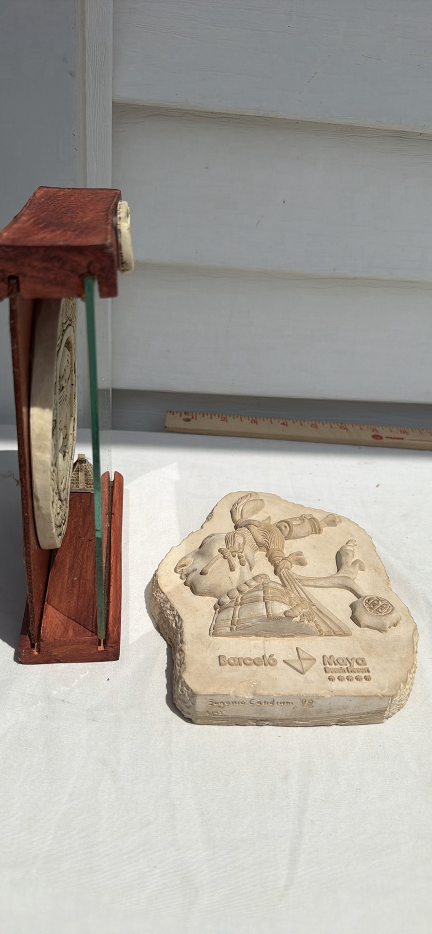 Mayan Stone Relief Plaque and Framed Mayan Calendar Carving - image 8 of 8