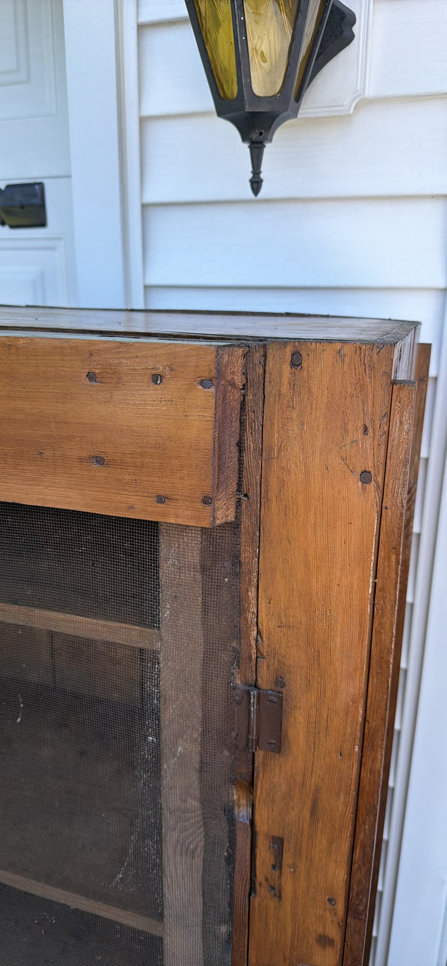 Antique Wooden Screen Door PIE SAFE with Wire Mesh - image 6 of 23