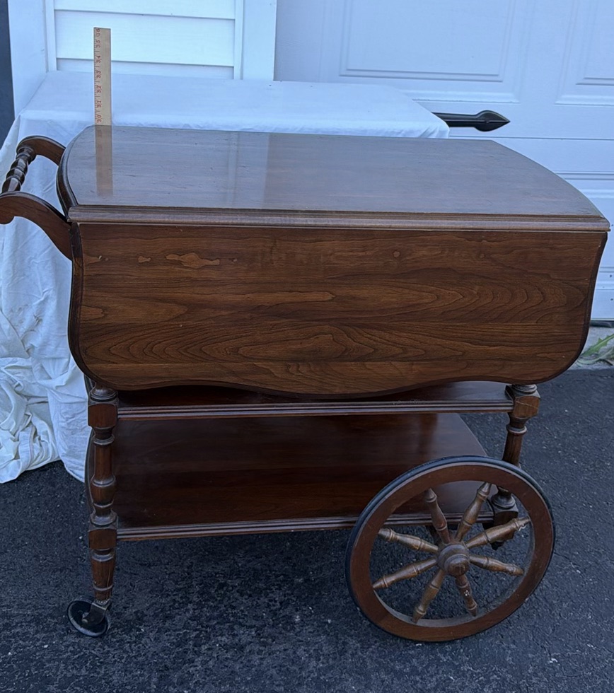 Vintage Pennsylvania House Wooden Drop-Leaf Serving Cart with Wheels - image 1 of 18
