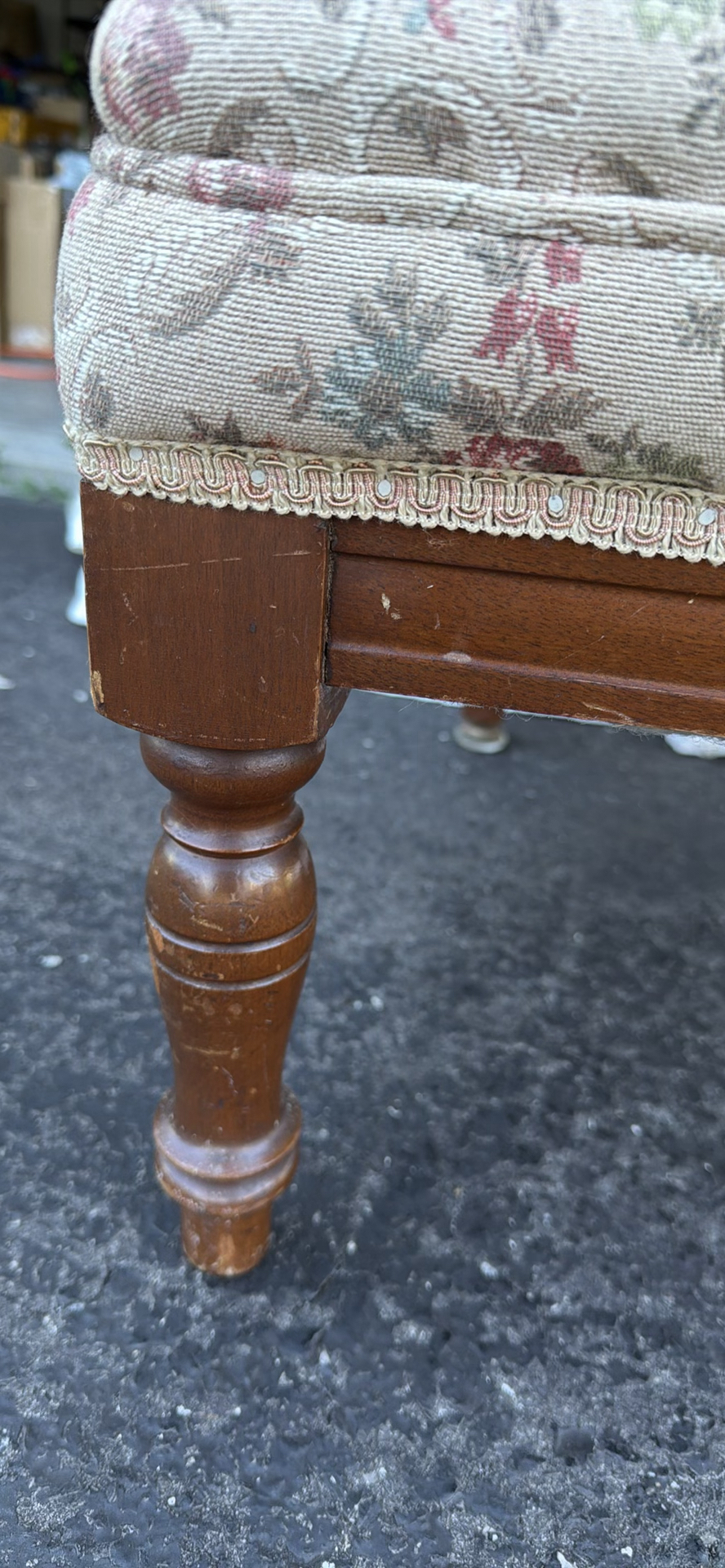 Vintage Carved Wooden Upholstered Armchair - image 11 of 15