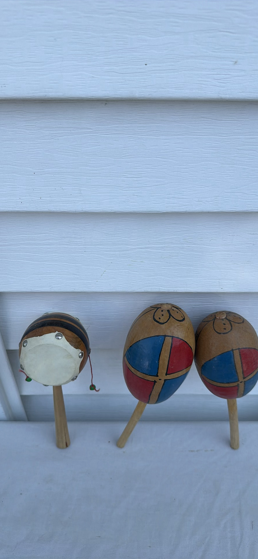 (3) Items - Wooden Hand-Painted Maracas, Surfboard And Drum - image 3 of 9