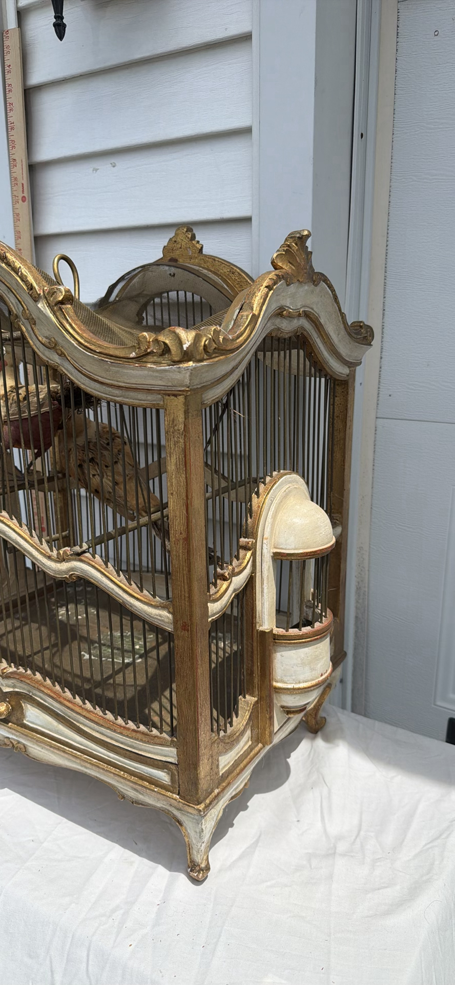 Ornate Vintage Wooden and Metal Birdcage with Decorative Birds - image 2 of 17