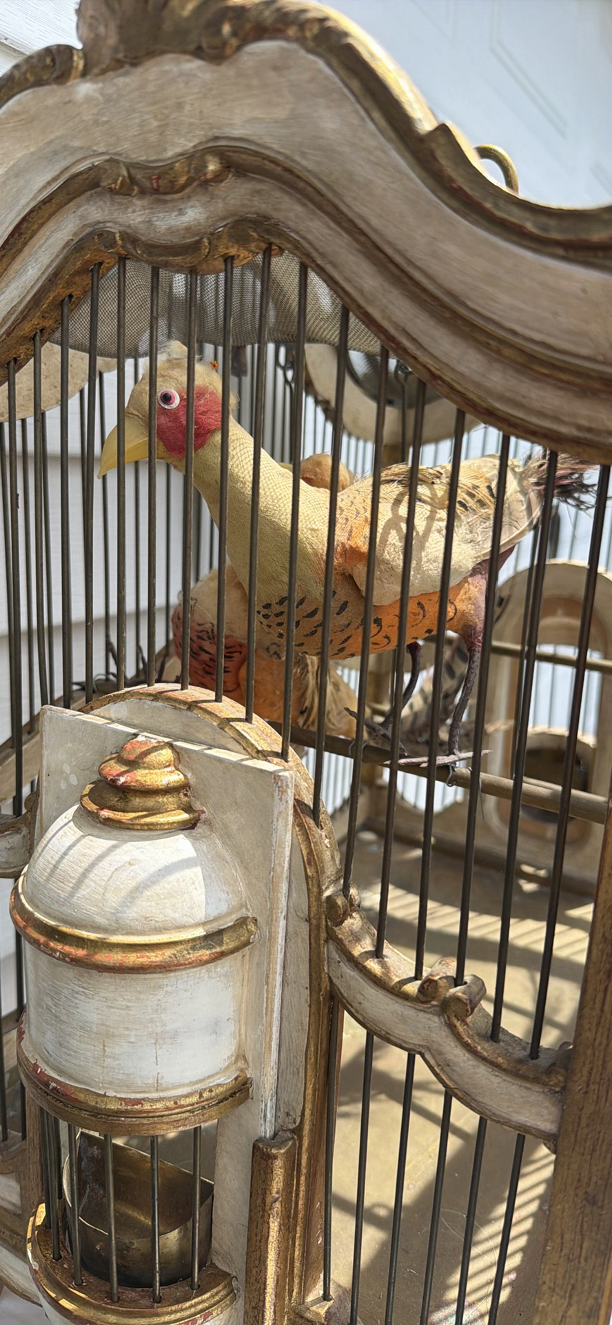 Ornate Vintage Wooden and Metal Birdcage with Decorative Birds - image 4 of 17