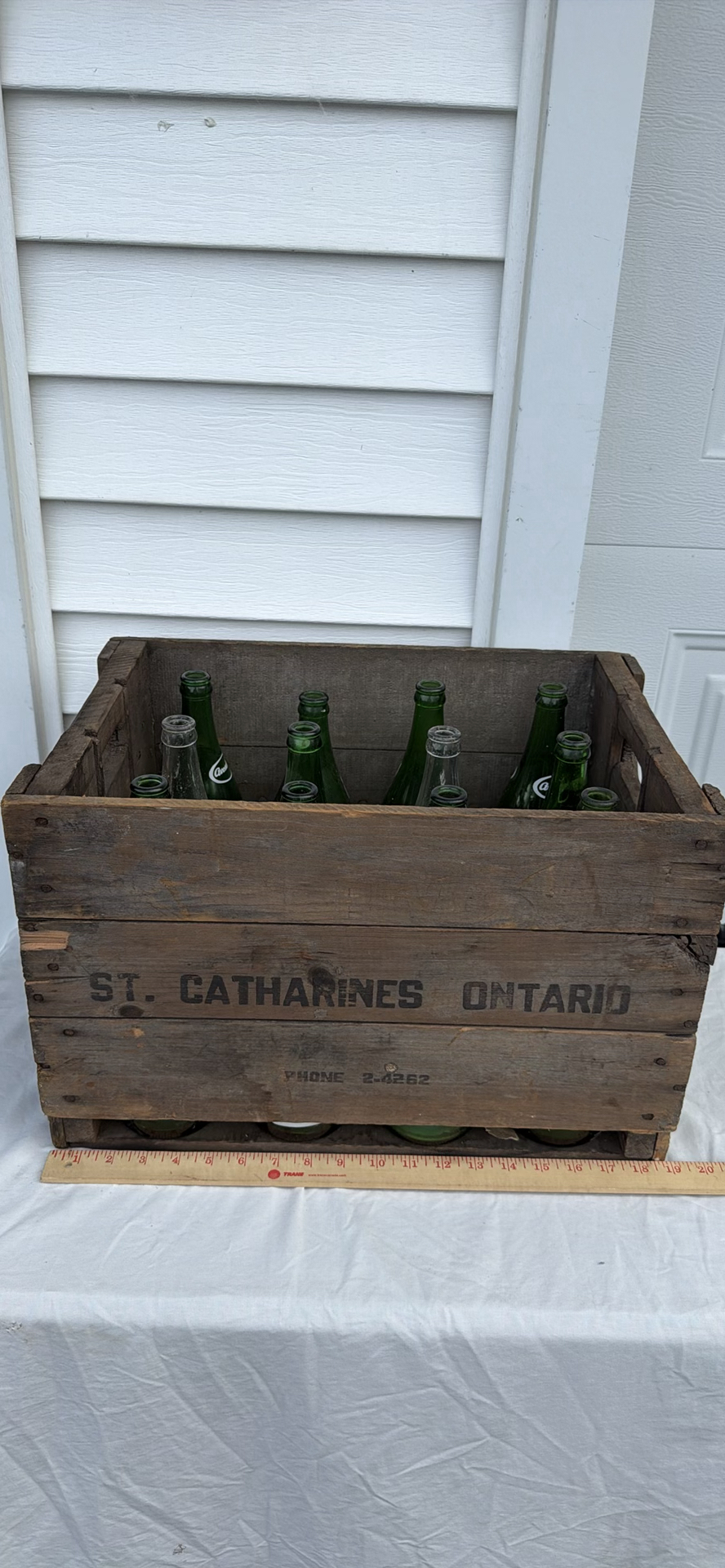 Vintage Wooden Soda Bottle Crate with Glass Soda Bottles MORAN St. Catharines - image 12 of 20