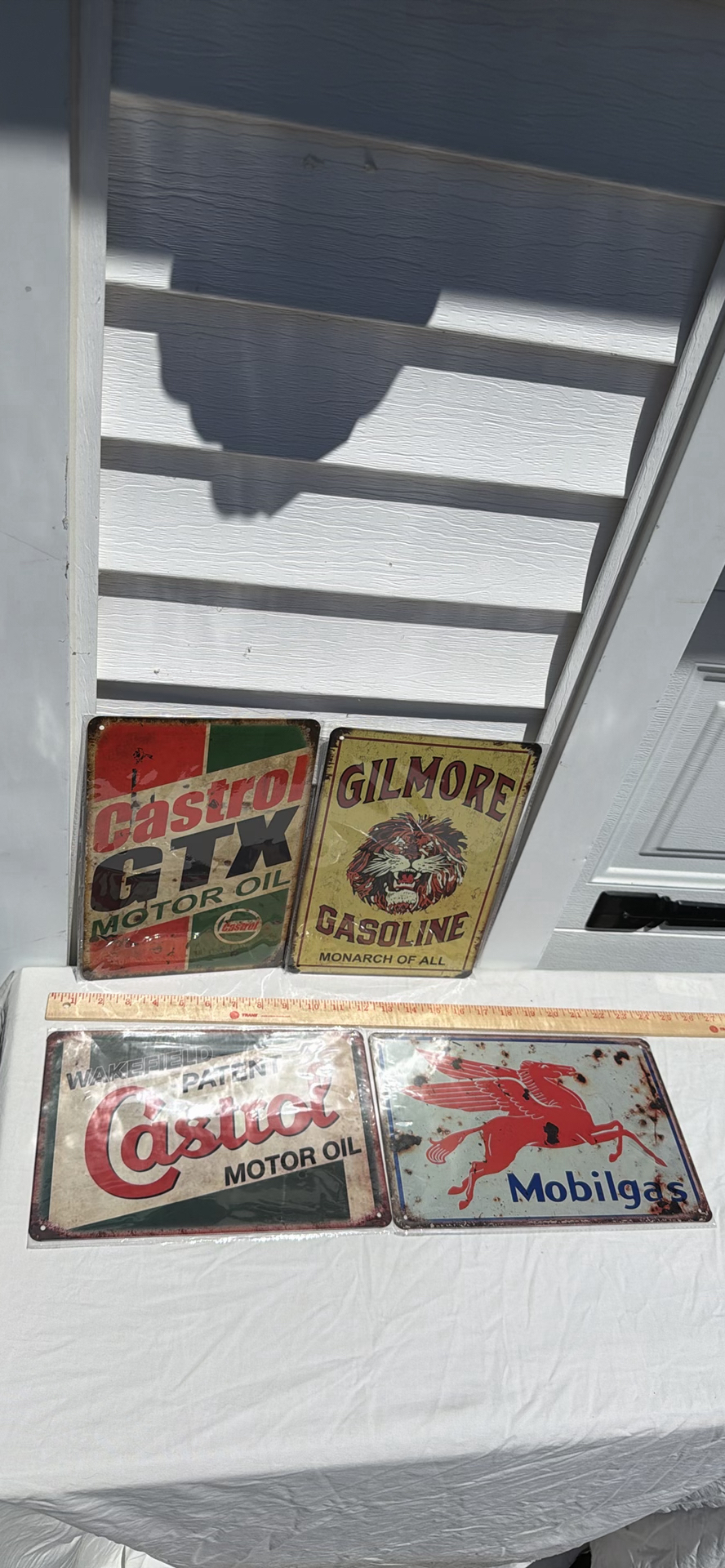 Lot Of (4) Retro Style - Metal Gasoline and Motor Oil Advertising Signs Set - image 1 of 3