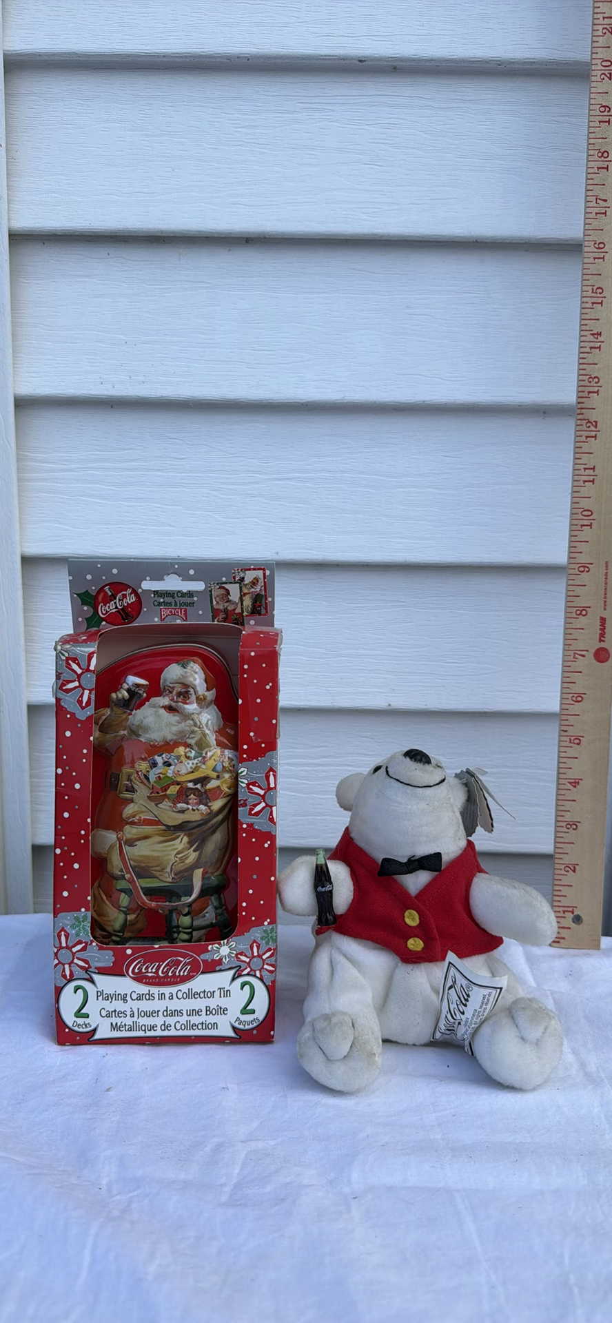 Coca-Cola Playing Card Collector Tin and Polar Bear Plush - image 1 of 3