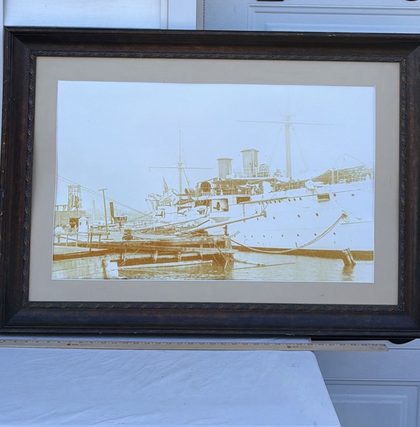 Framed Sepia Ship Harbor Print - image 2 of 8
