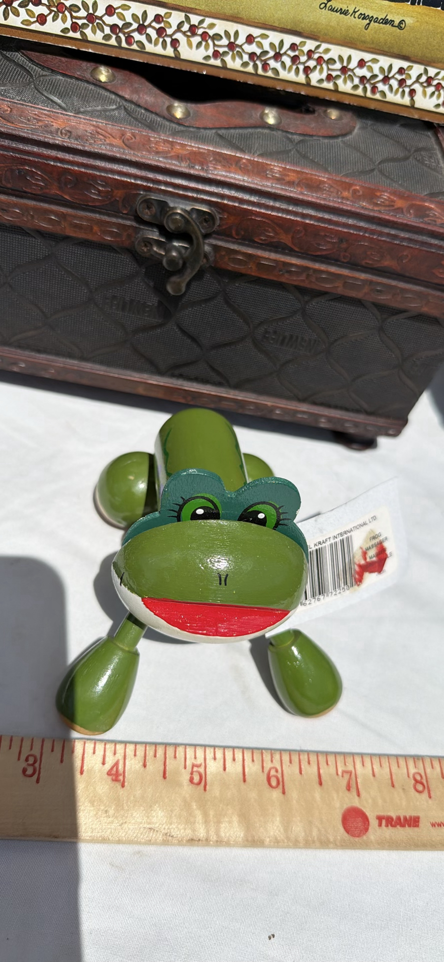 Decorative Farmhouse Sign, Wooden Tissue Box Holder, Neck Pillows, Frog Figurine, and Ruler - image 7 of 10