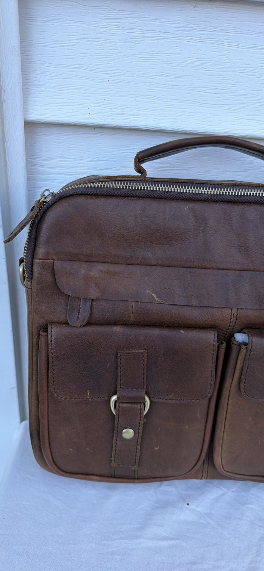 Brown Soft Leather Briefcase - image 2 of 16
