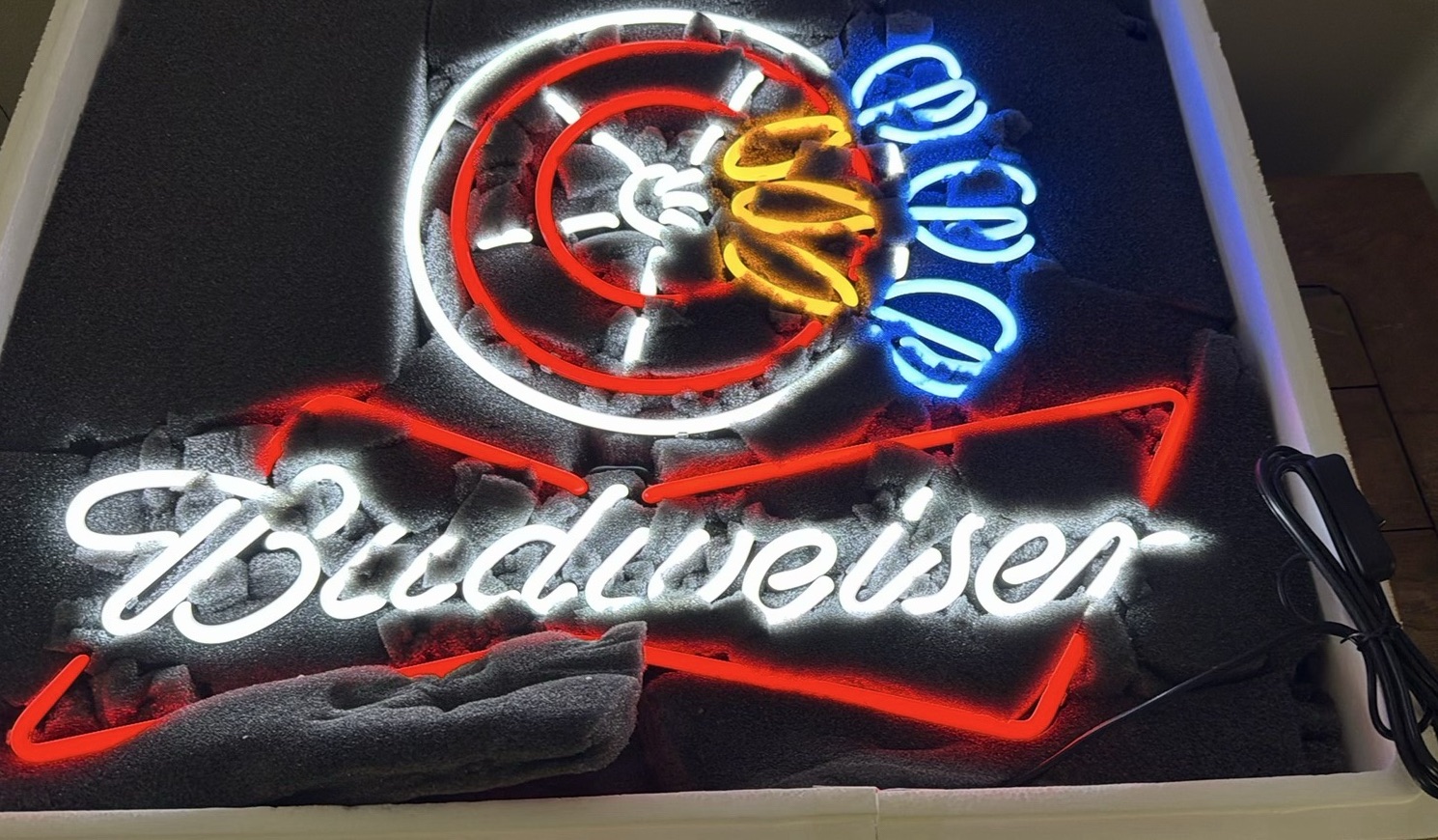 Retro Budweiser Dart Board Light Up Neon Sign - image 2 of 13