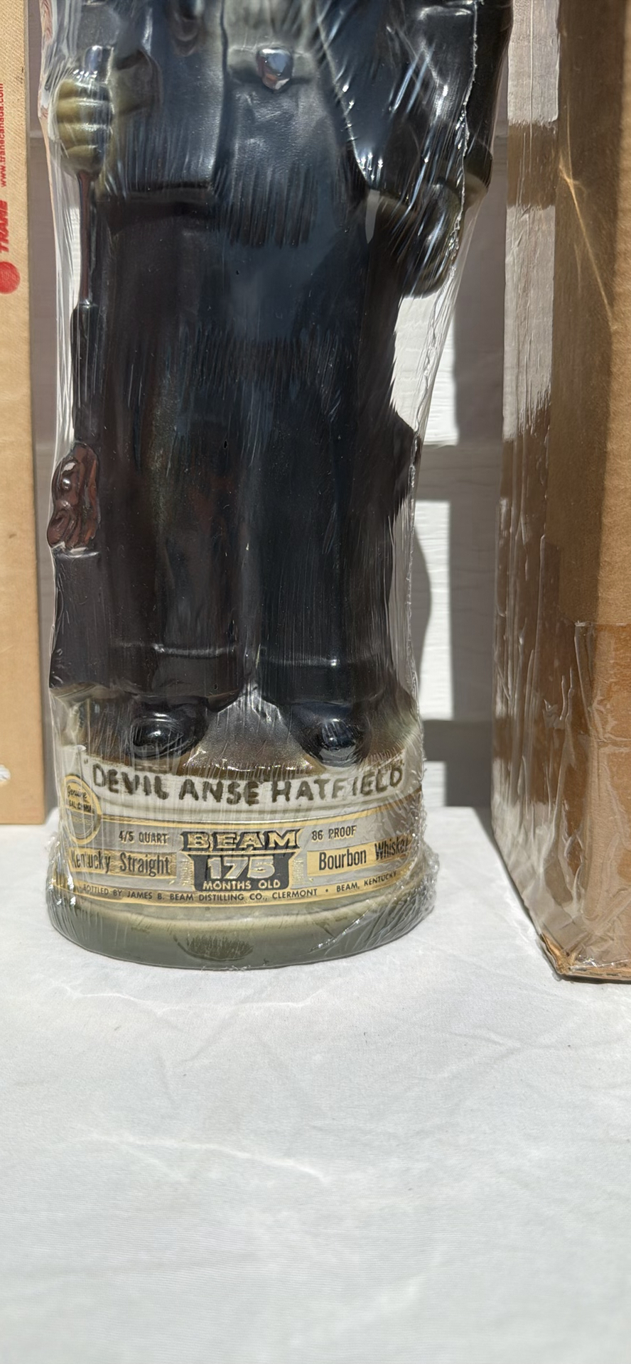 Vintage 1970s Devil Anse Hatfield Jim Beam Bourbon Figurine Bottle with Box - image 4 of 10