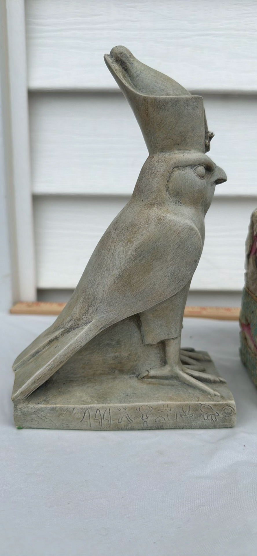 Egyptian-Style Falcon Statue, Carved Pillar Candle Holder, and Bombay Wax Seal Set - image 4 of 14