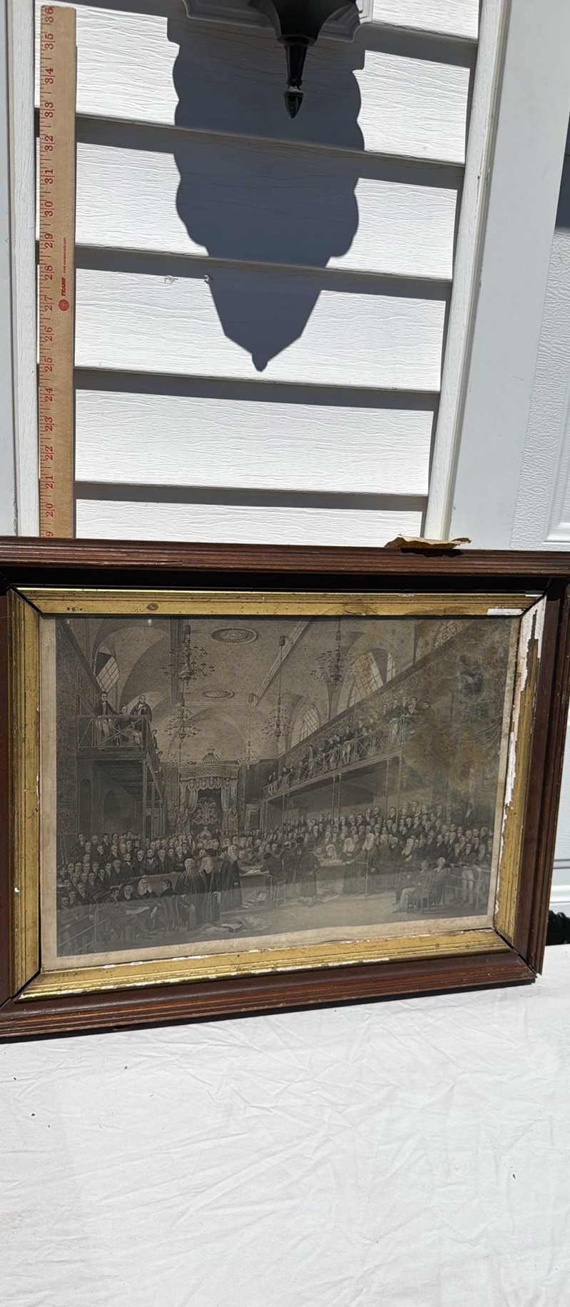 Antique Framed Historical Courtroom Engraving - image 1 of 8