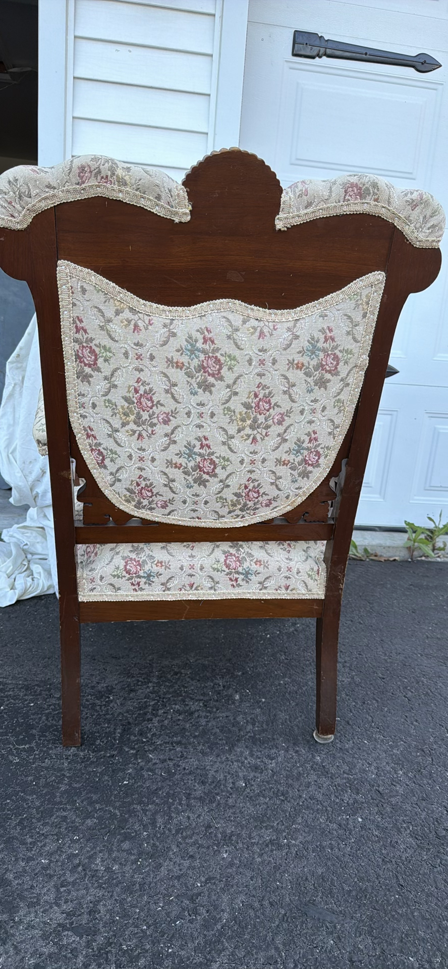 Vintage Carved Wooden Upholstered Armchair - image 14 of 15