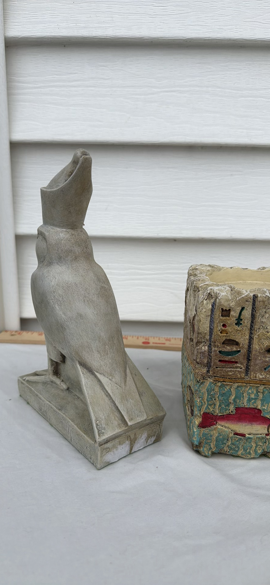 Egyptian-Style Falcon Statue, Carved Pillar Candle Holder, and Bombay Wax Seal Set - image 5 of 14