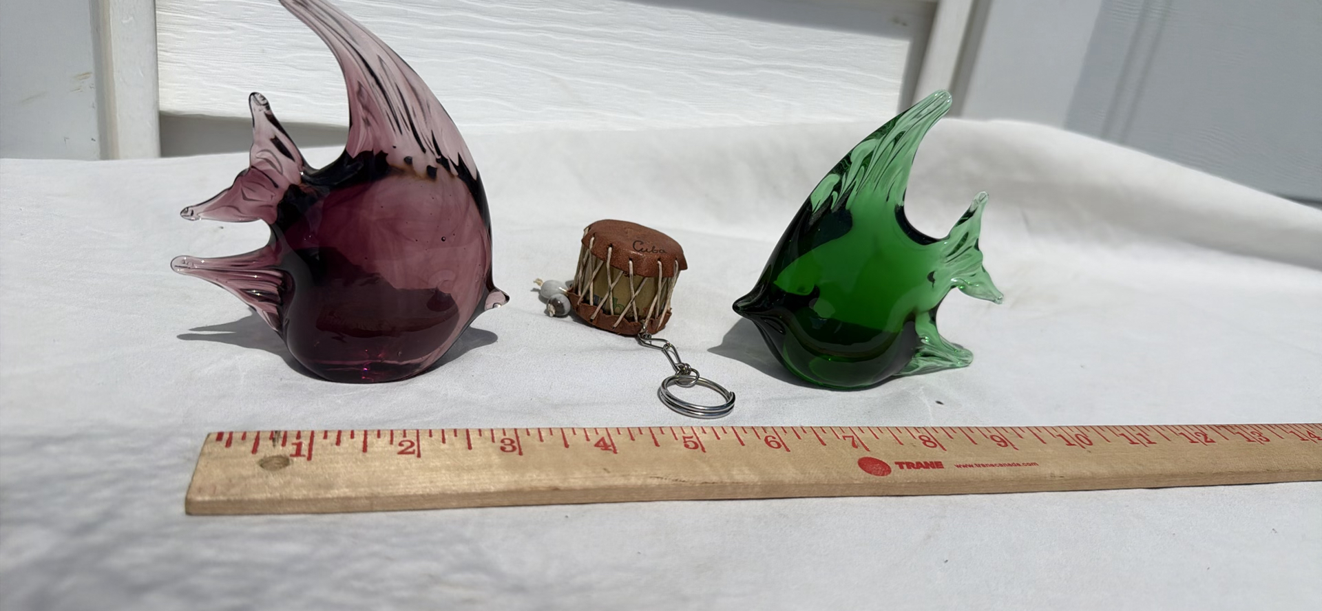 Two Glass Fish Figurines and Small Drum Keychain - image 7 of 7