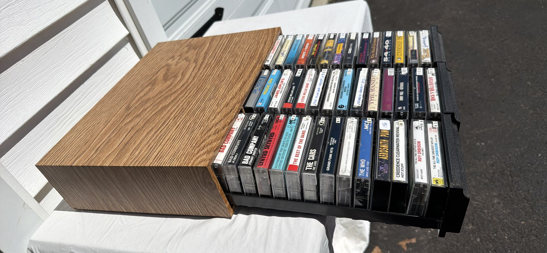 Wooden Cassette Tape Storage Cabinet with Assorted Cassette Tapes - image 4 of 8