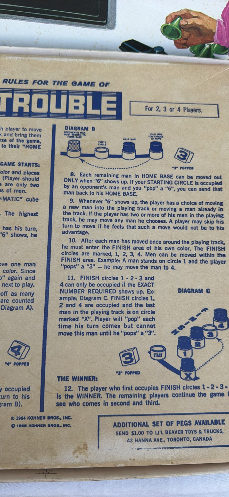Vintage 1960s Kohner Hats Off and Trouble Board Games - image 9 of 20