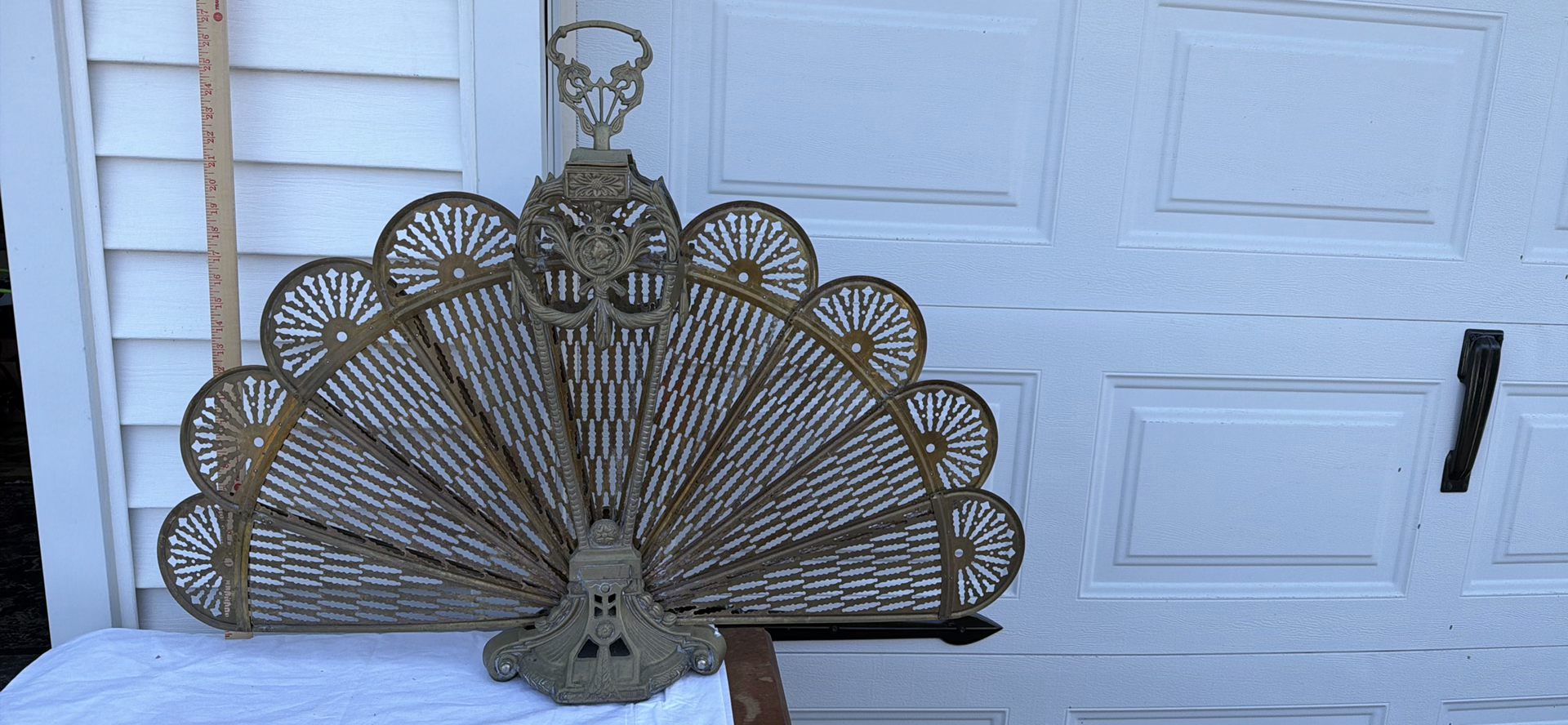 Ornate Antique Metal Folding Fireplace Fan Screen - image 2 of 6