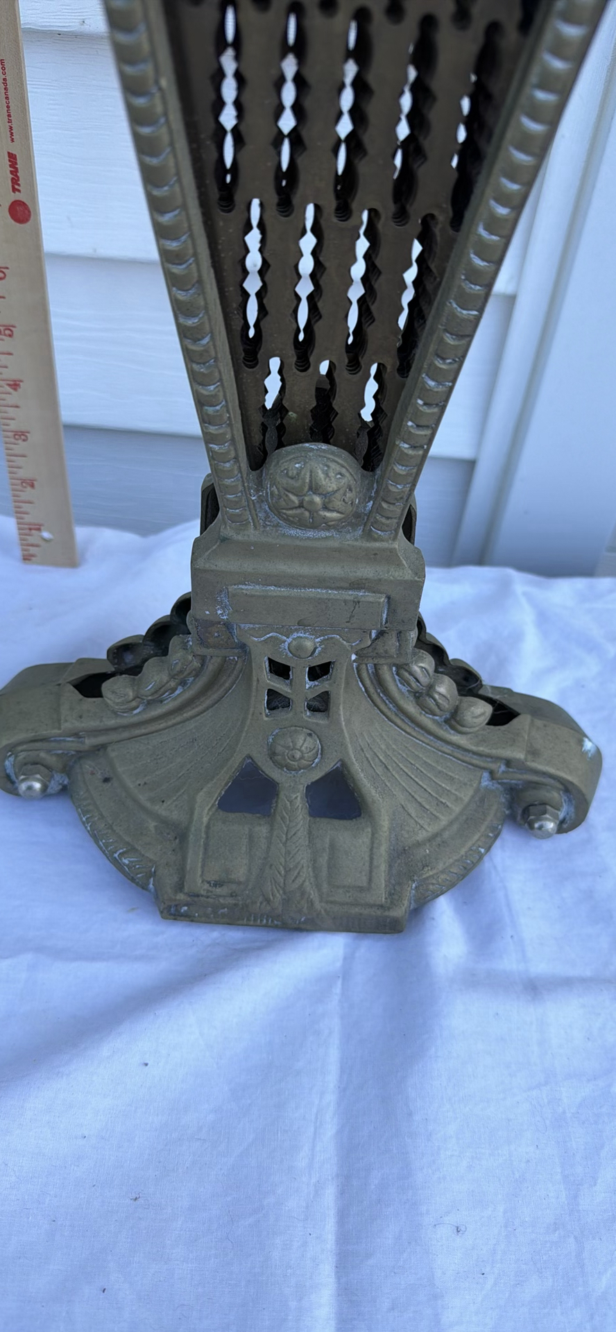 Ornate Antique Metal Folding Fireplace Fan Screen - image 6 of 6