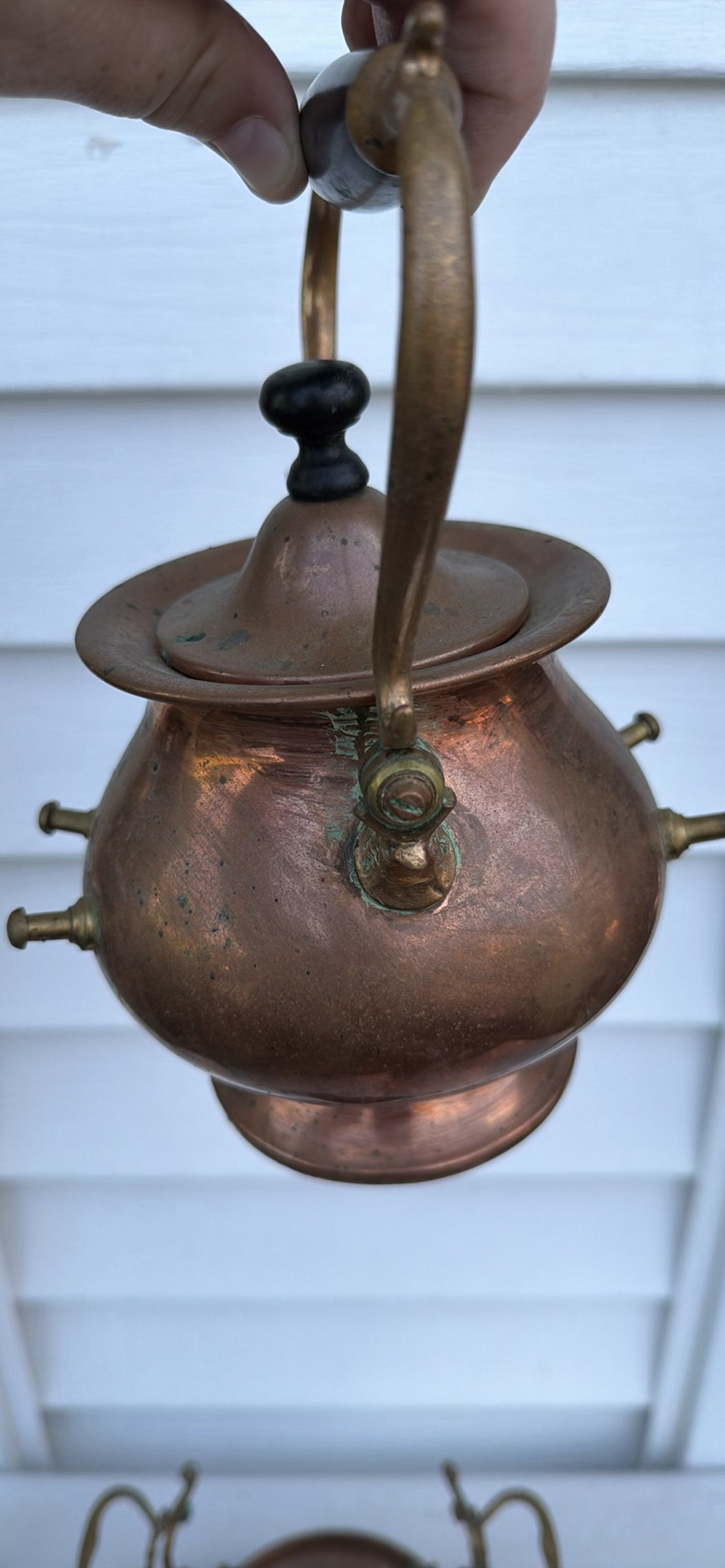 Antique Copper Teapot On Stand With Burner 1892 Patent S&Co. - image 21 of 23