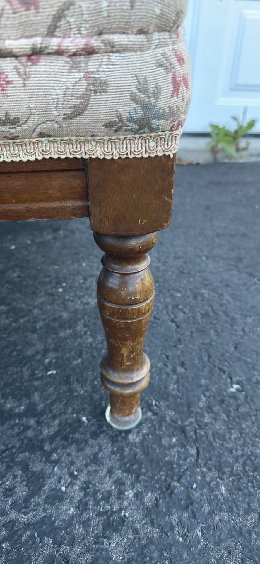 Vintage Carved Wooden Upholstered Armchair - image 10 of 15