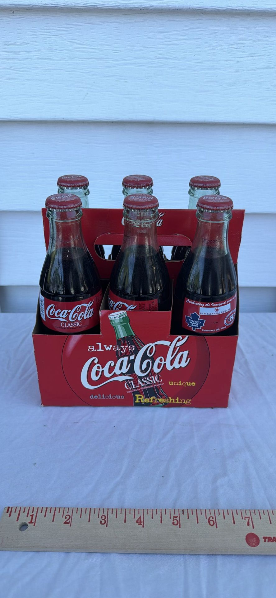 Coca-Cola Classic Six-Pack Hockey Commemorative Bottles Leafs Canadiens Air Canada - image 5 of 7