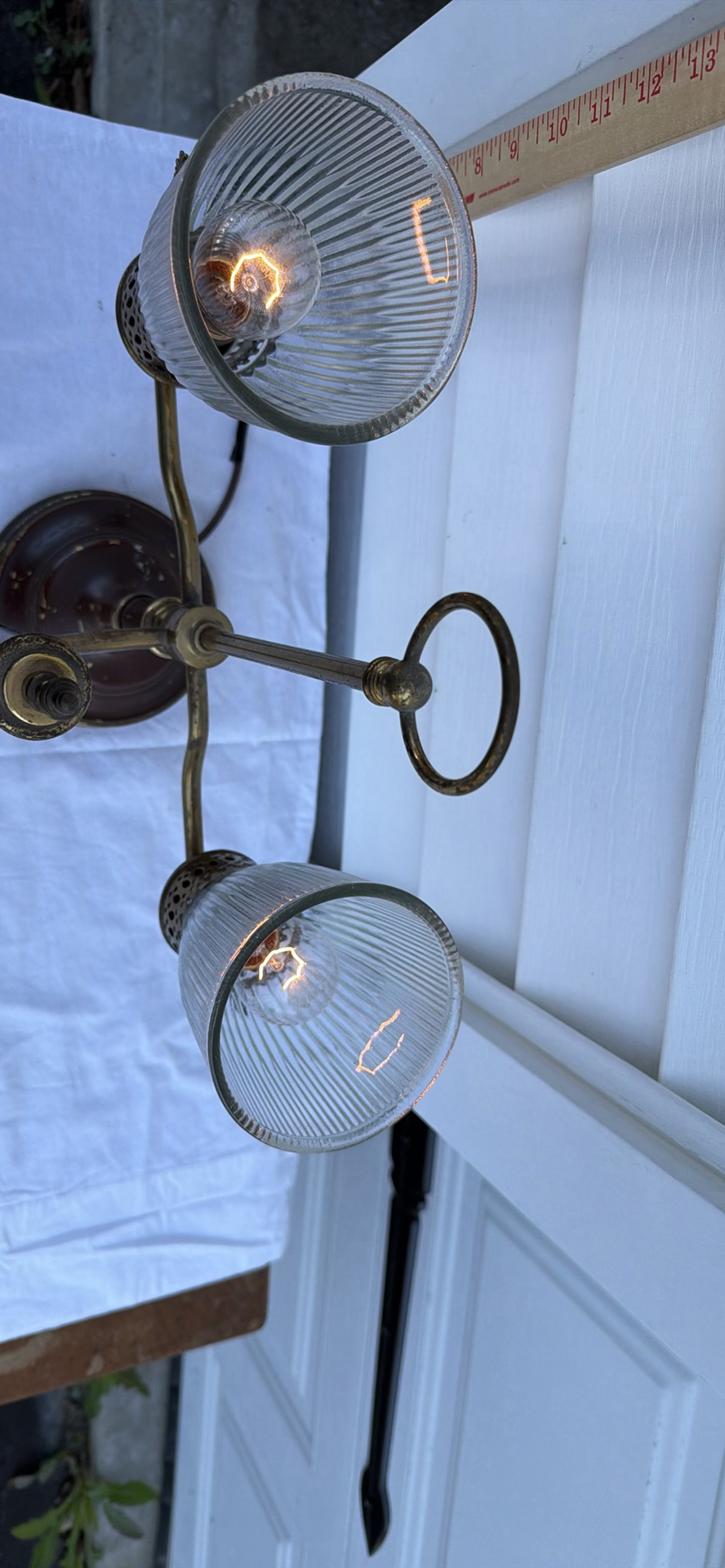 Antique Two-Light Table Lamp with Glass Shades - image 6 of 6
