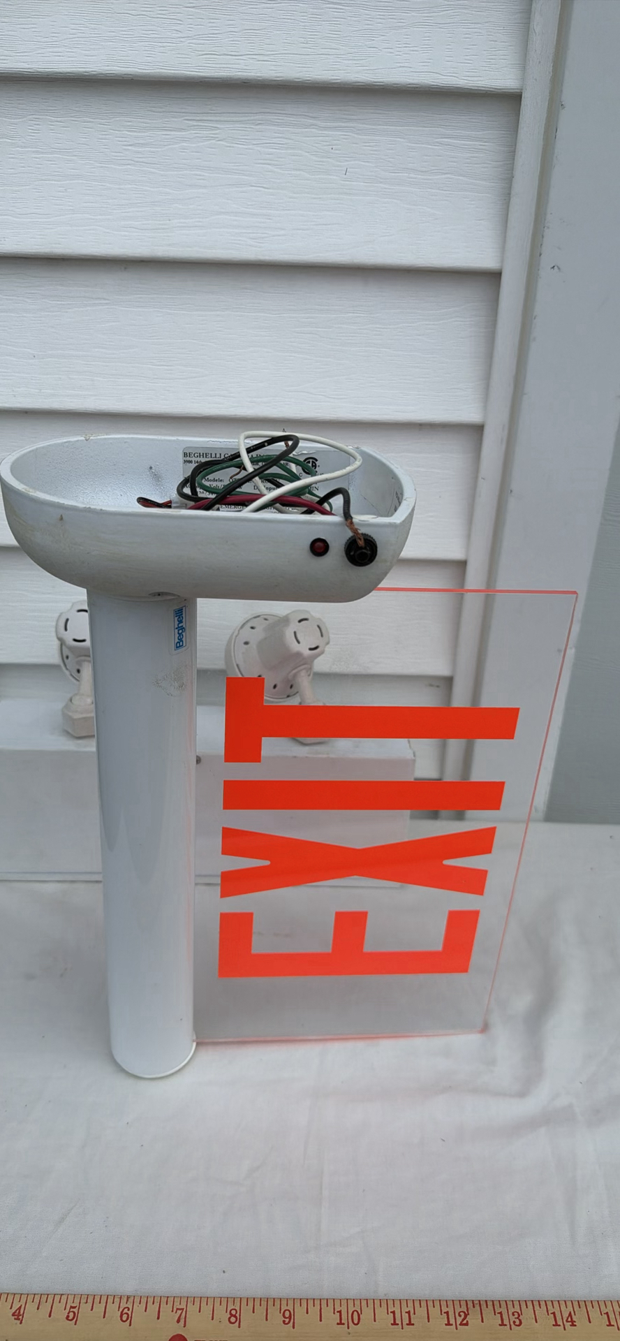 Beghelli Illuminated EXIT Sign with Emergency Light Heads - image 1 of 12