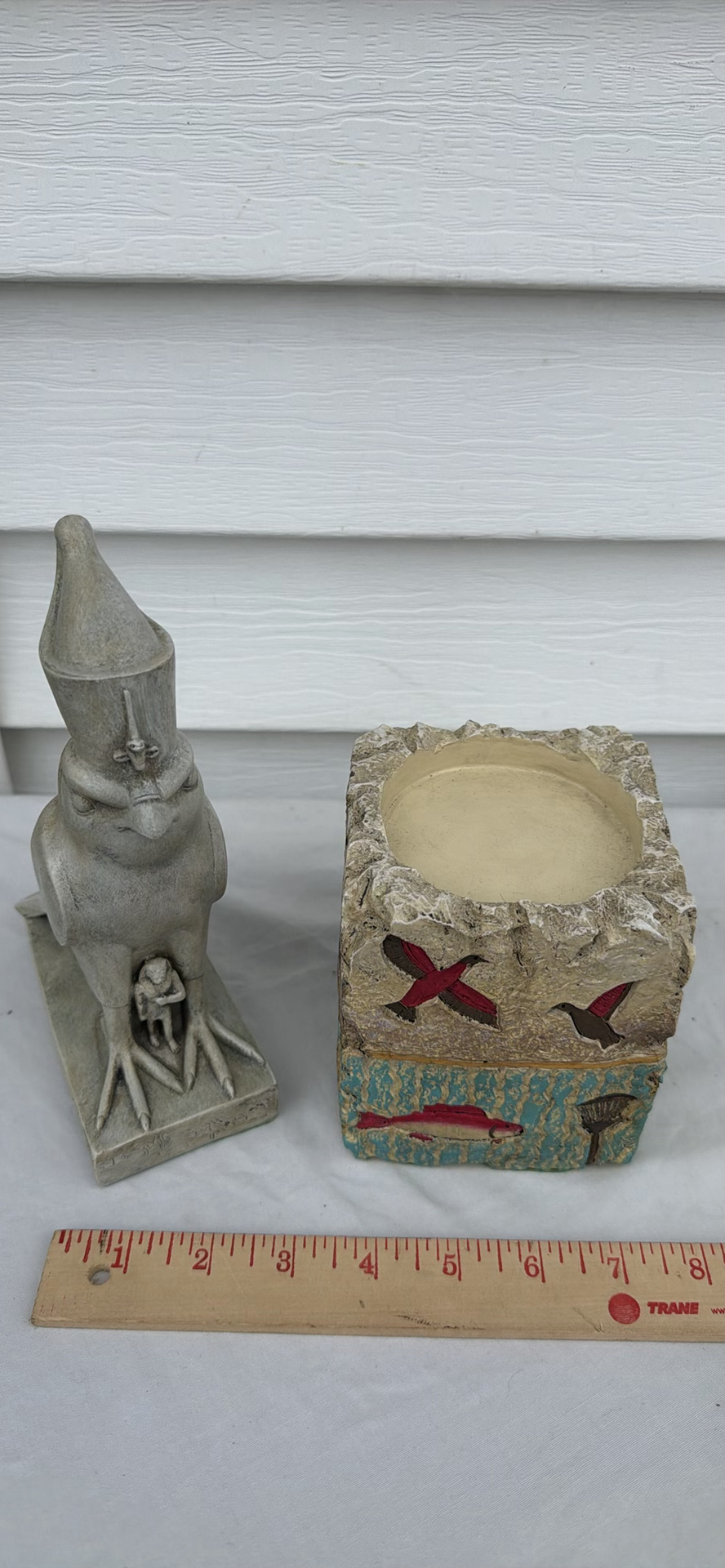 Egyptian-Style Falcon Statue, Carved Pillar Candle Holder, and Bombay Wax Seal Set - image 7 of 14