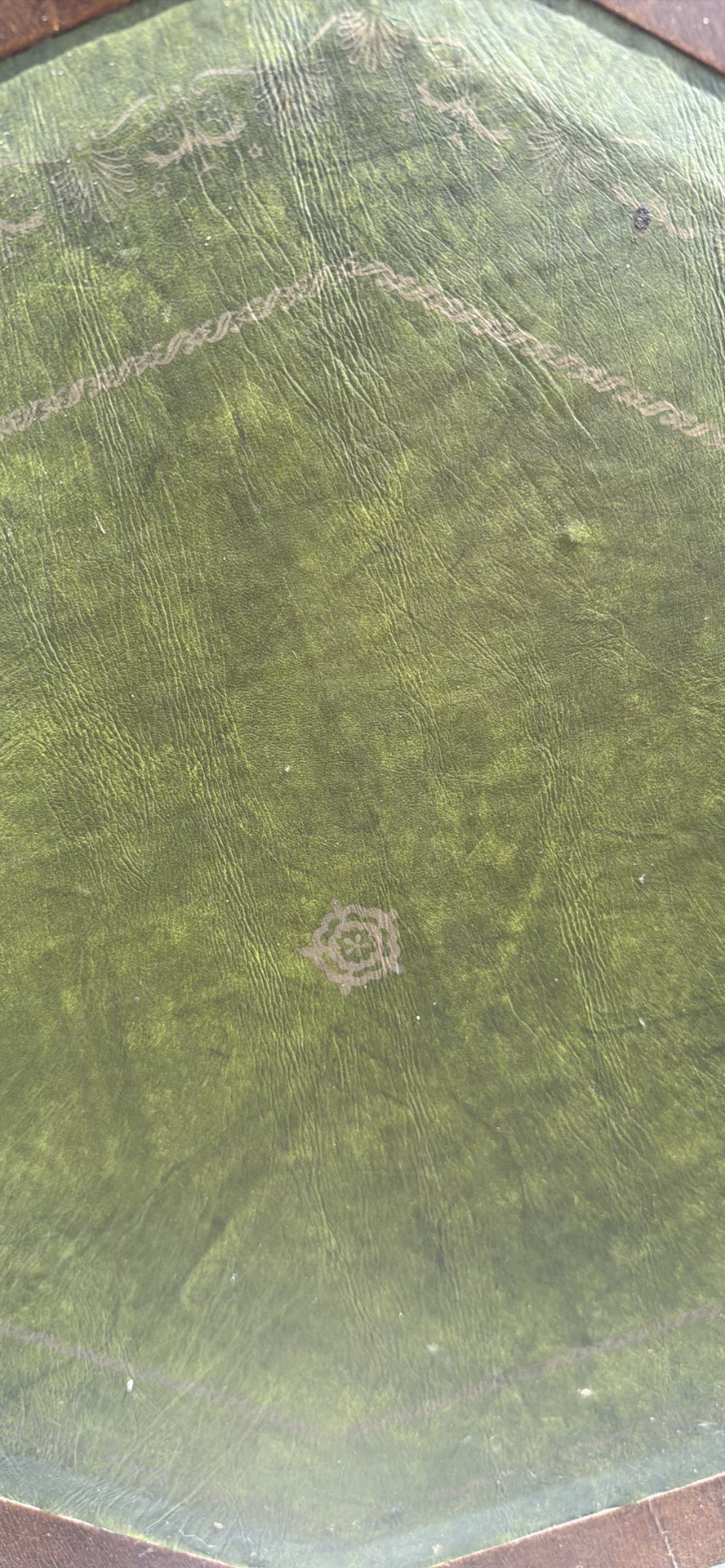 Vintage Octagonal Wooden Side Table with Green Leather Top - image 5 of 10