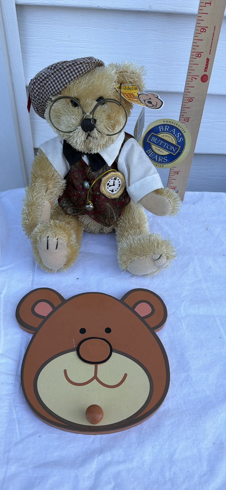Teddy Bear Plush and Bear Face Wall Hook - image 1 of 4
